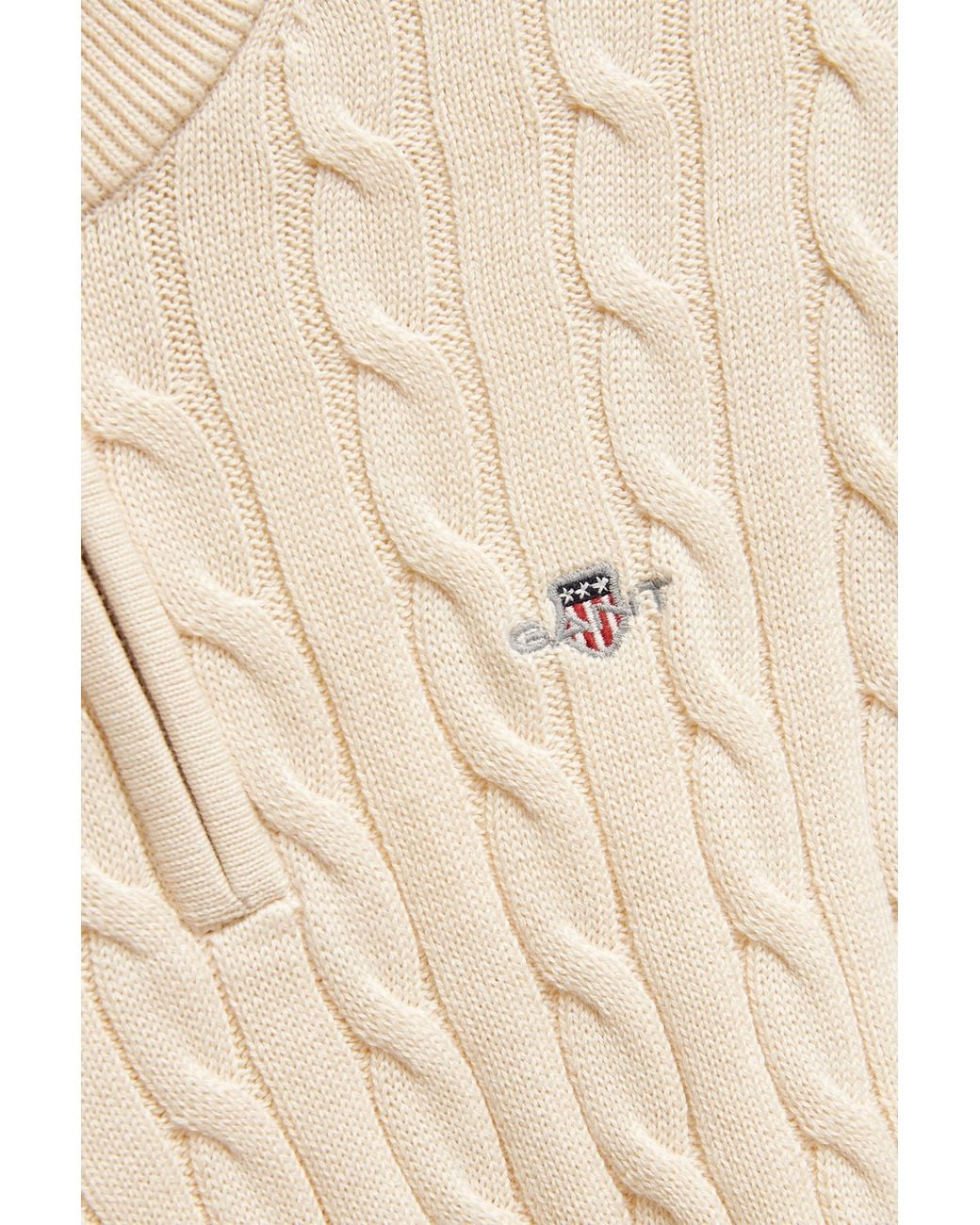 Gant Natural Teens Teen Boys Shield Cable Knit Half-Zip Sweater for men