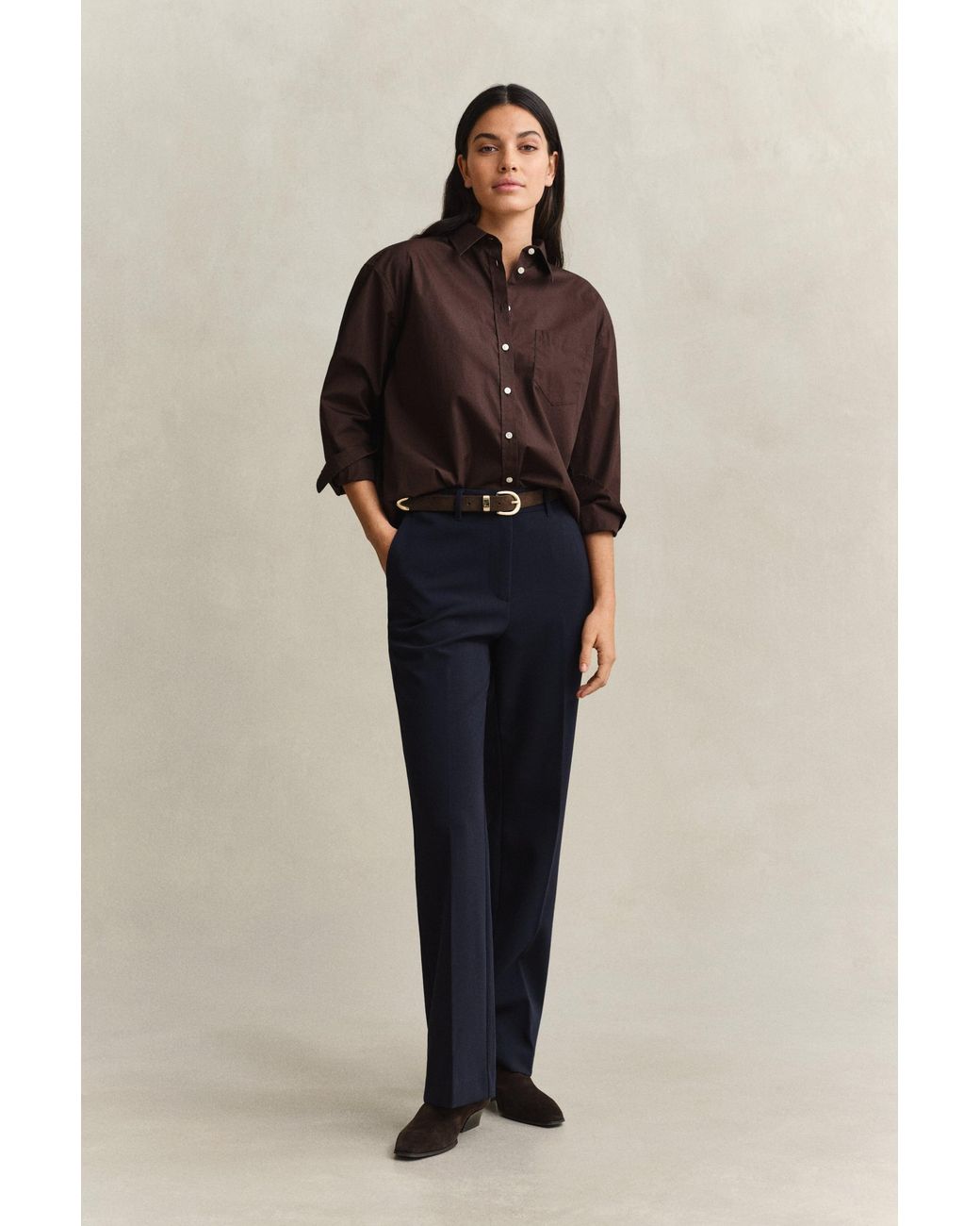 Gant Blue Slim Fit Flared Slacks
