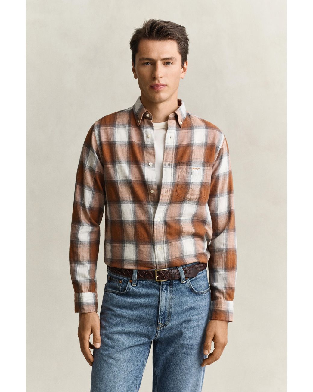 Gant Blue Checked Windblown Flannel Shirt for men
