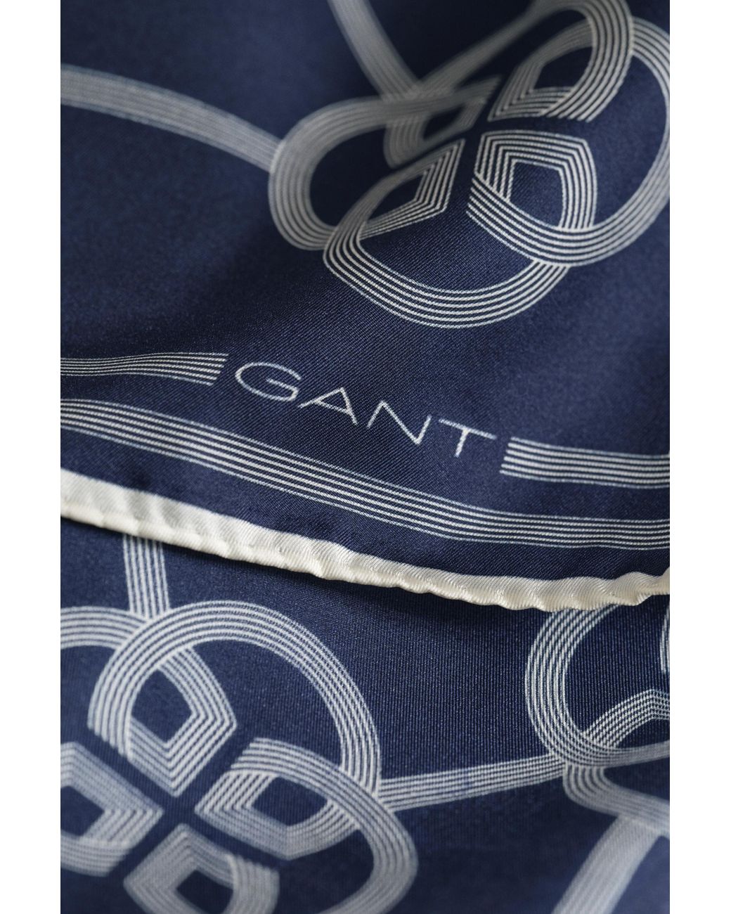 Gant Blue Monogram Print Silk Scarf Evening