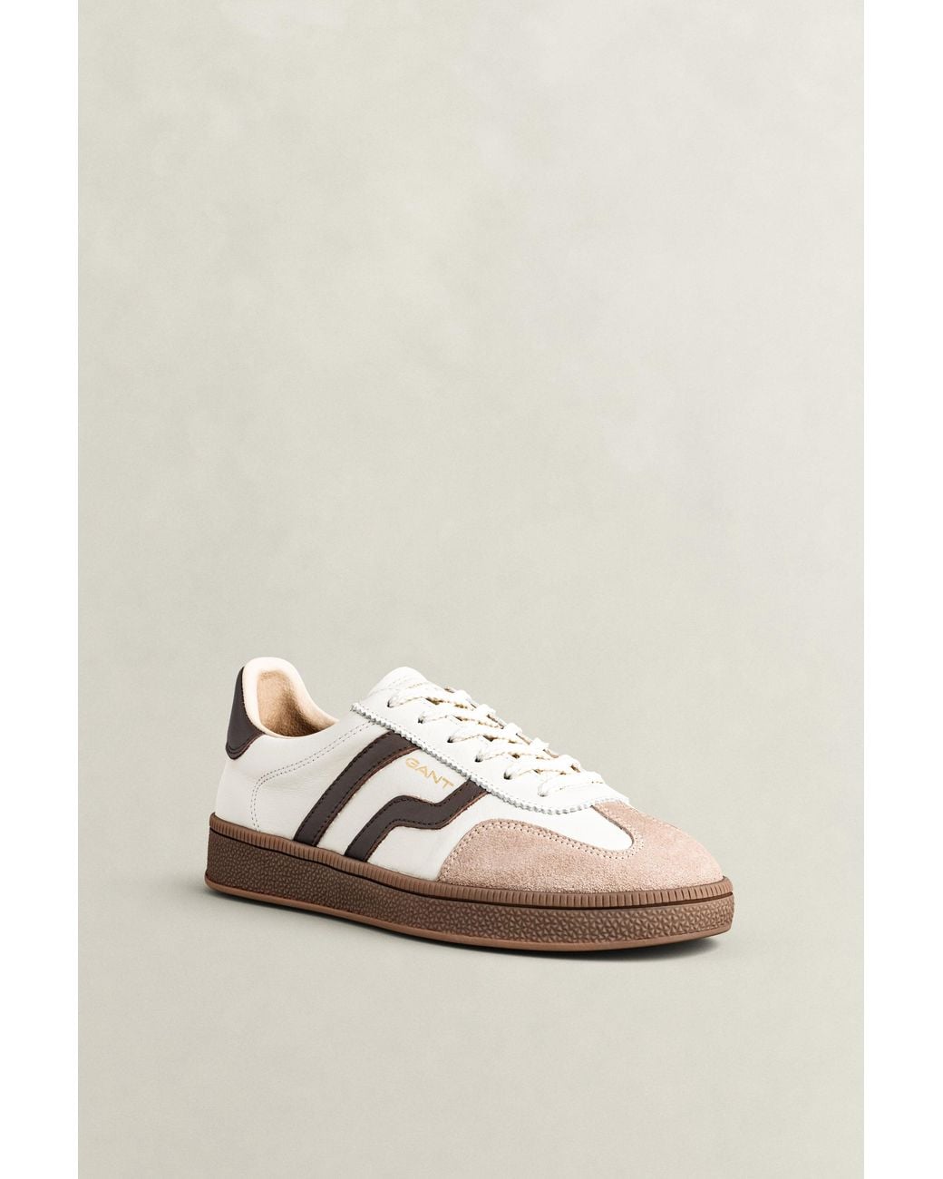 Gant White Cuzima Suede Leather Sneakers Eggshell