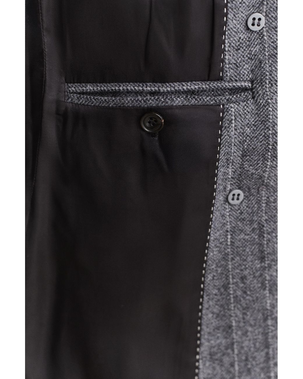 Gant Gray Striped Wool Blend Coat Charcoal Melange