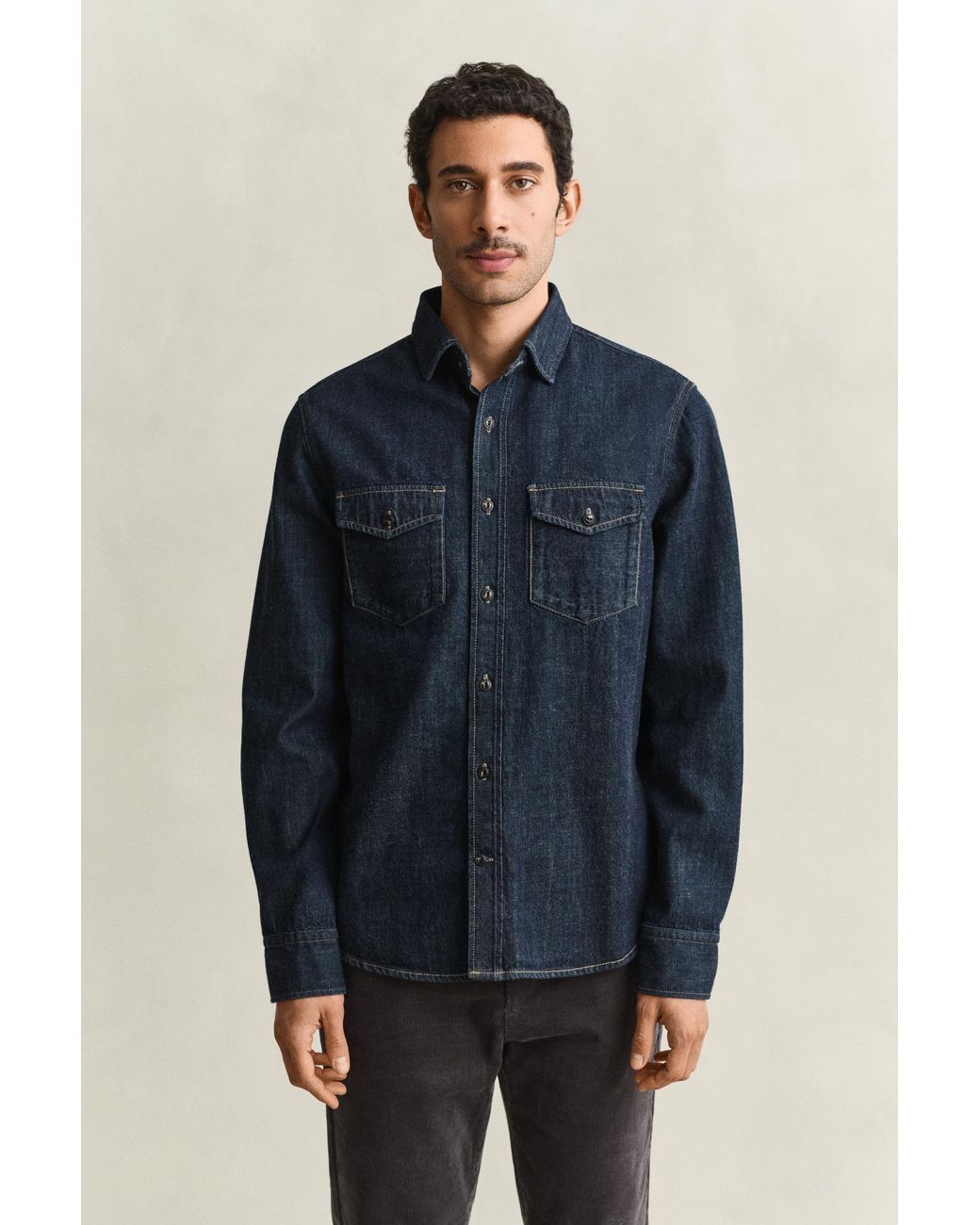 Gant Blue Denim Selvedge Shirt Dark for men