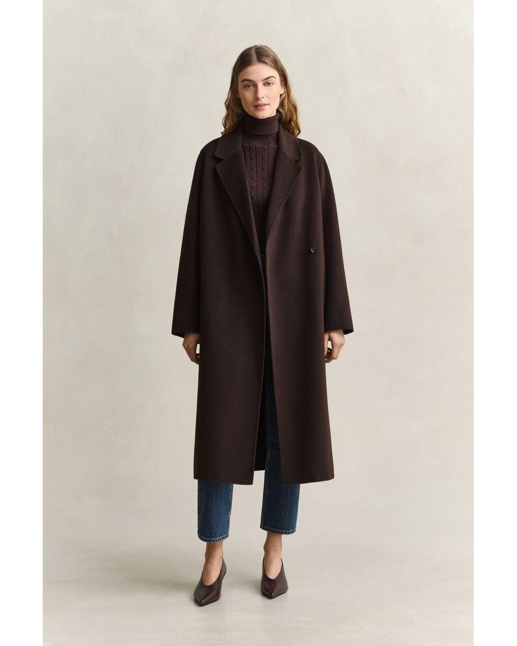 Gant Blue Handstitched Belted Coat Deep