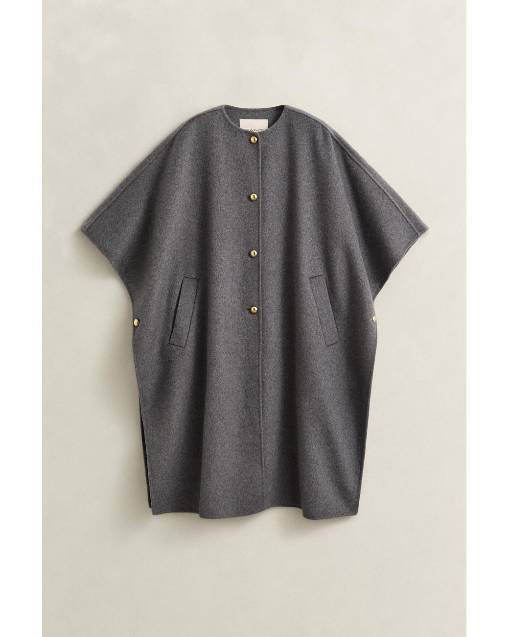 Gant Gray Handstitched Cape Coat Charcoal Melange