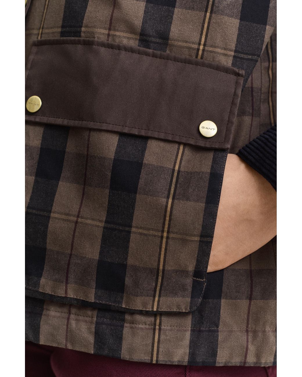 Gant Brown Check Waxed Jacket