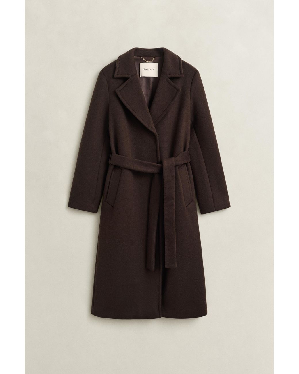 Gant Natural Belted Wool Blend Coat Deep