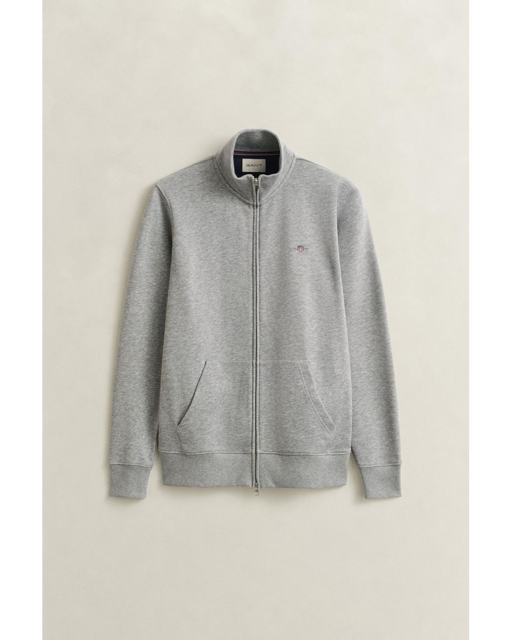 Gant Gray Shield Zip Sweatshirt Melange for men