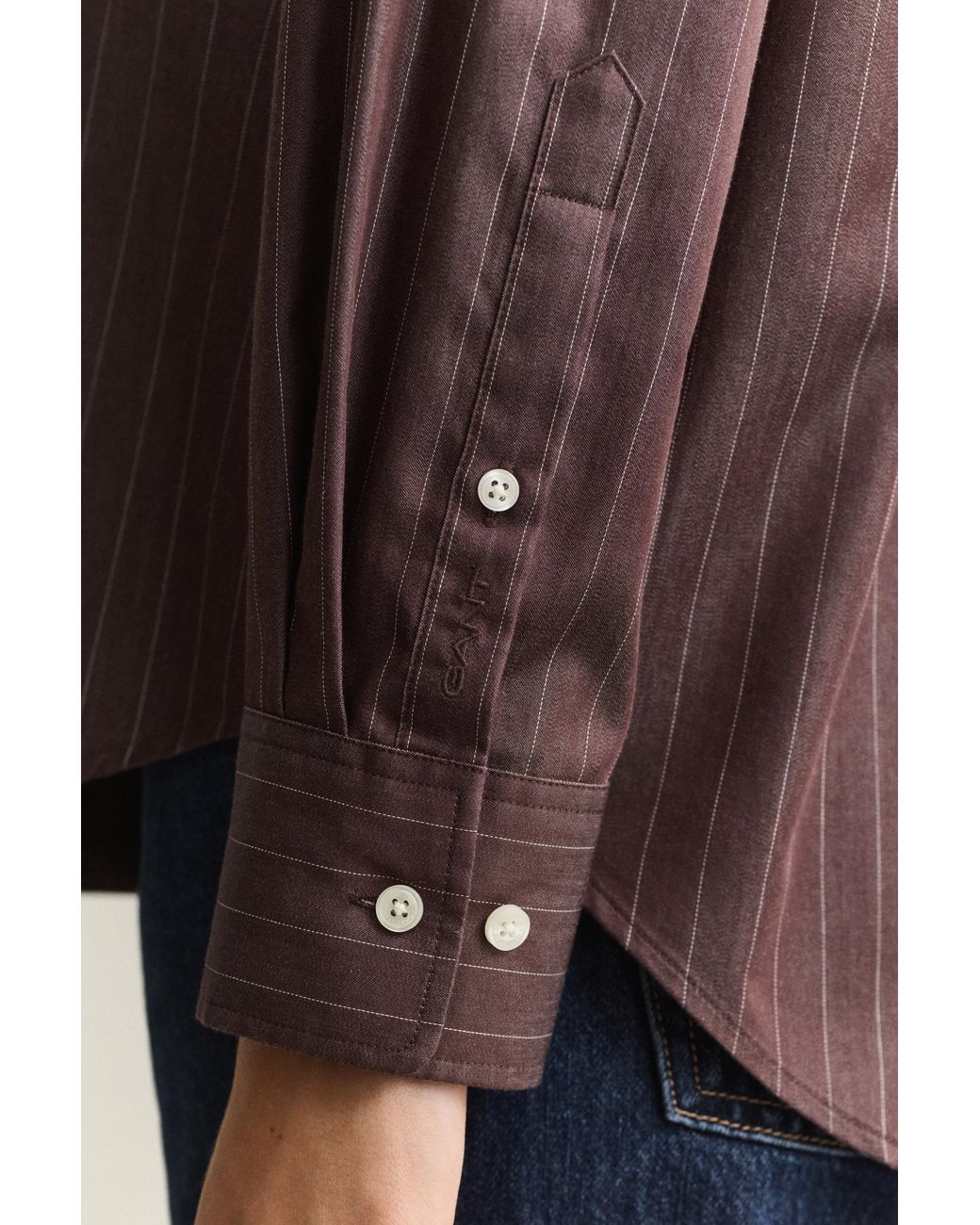 Gant Brown Relaxed Striped Poplin Shirt Deep