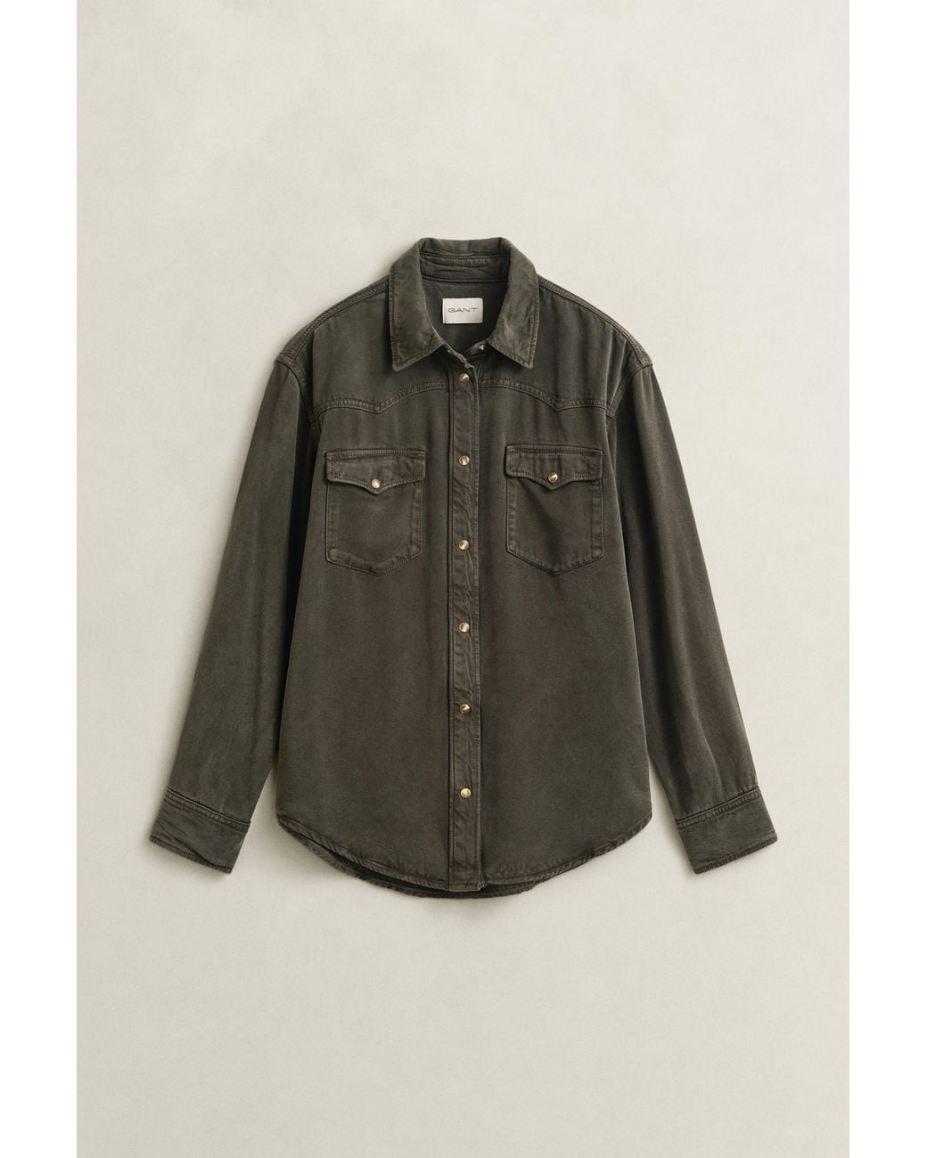 Gant Green Denim Twill Ranger Shirt Dark Moss