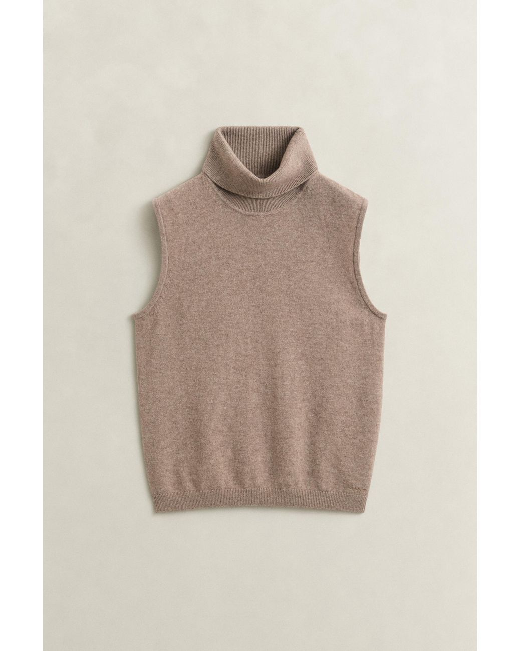 Gant Natural Sleeveless Turtleneck Sweater Dk Sand Melange