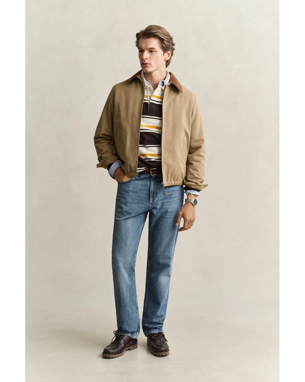 Gant Natural Moleskin Harrington Jacket Light Taupe for men