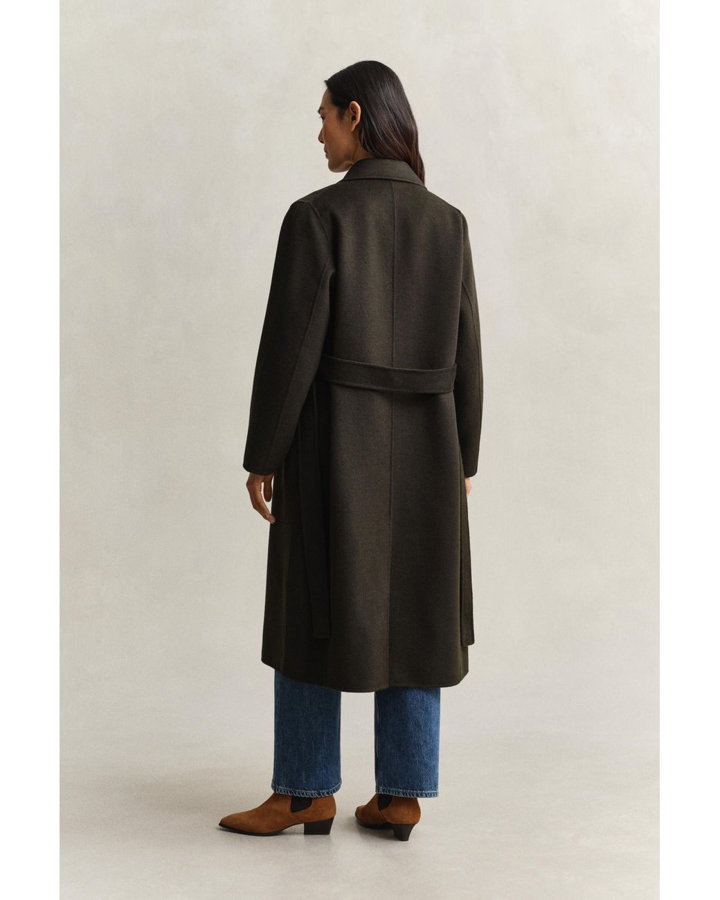 Gant Black Handstitched Belted Coat Dark Moss
