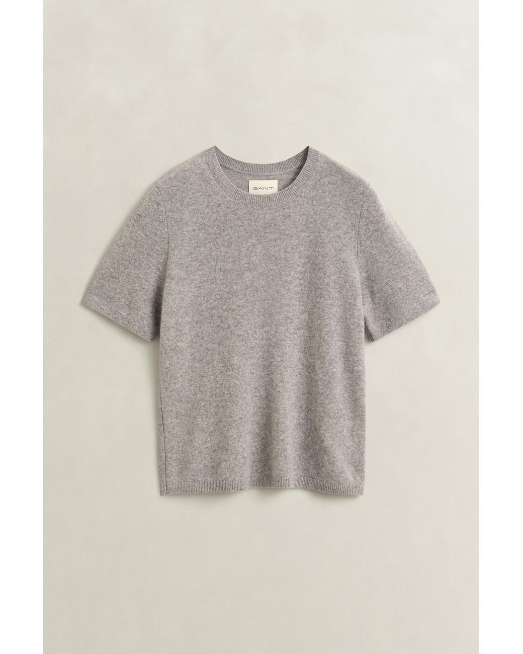 Gant Gray Cashmere Short Sleeve Sweater Melange