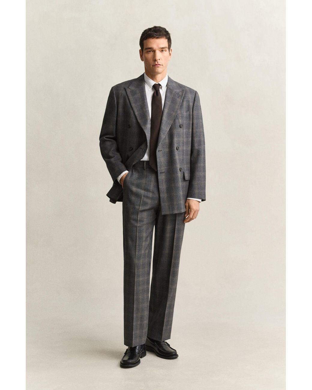 Gant Black Clen Check Suit Pants for men
