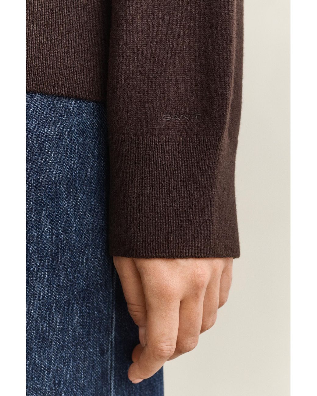 Gant Blue Superfine Lambswool Mock Neck Sweater Deep