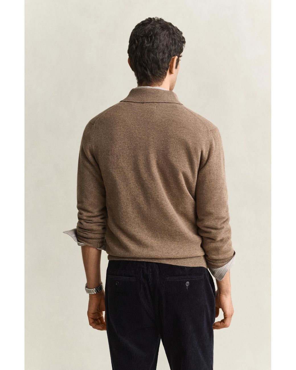 Gant Natural Superfine Lambswool Polo Sweater Light Melange for men