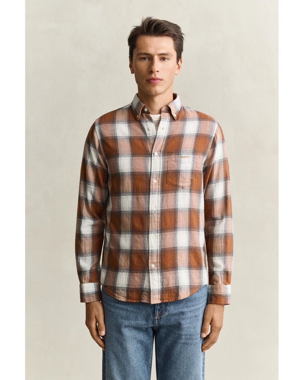 Gant Blue Checked Windblown Flannel Shirt for men