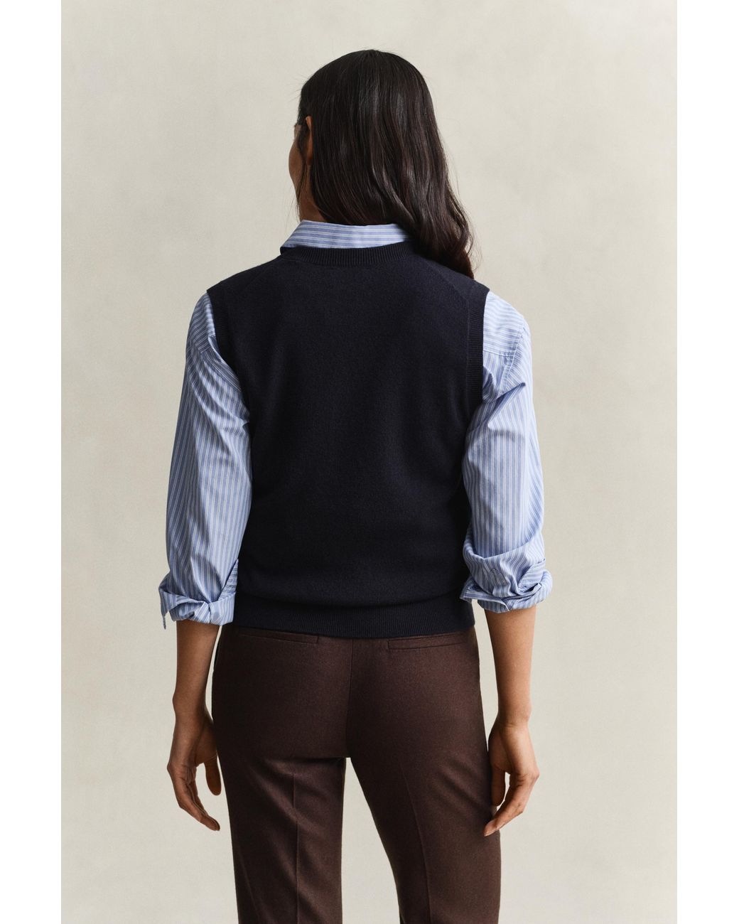 Gant Blue Knitted Wool Vest Evening