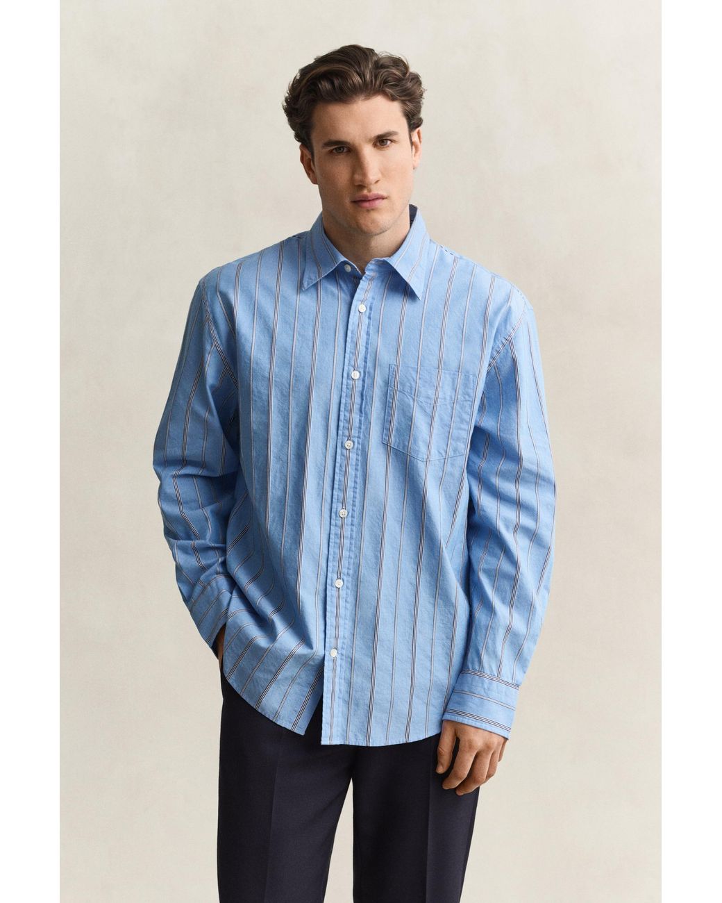 Gant Blue Relaxed Fit Dobby Striped Shirt for men
