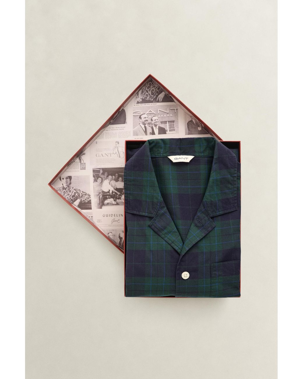 Gant Blue Checked Pajama Set Gift Box Tartan for men