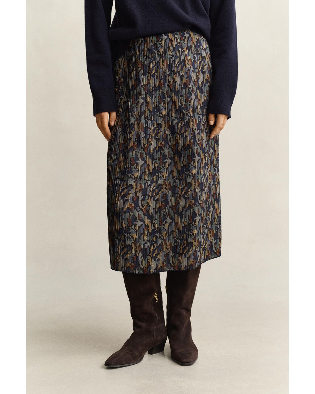 Gant Blue Printed Pleated Skirt Evening