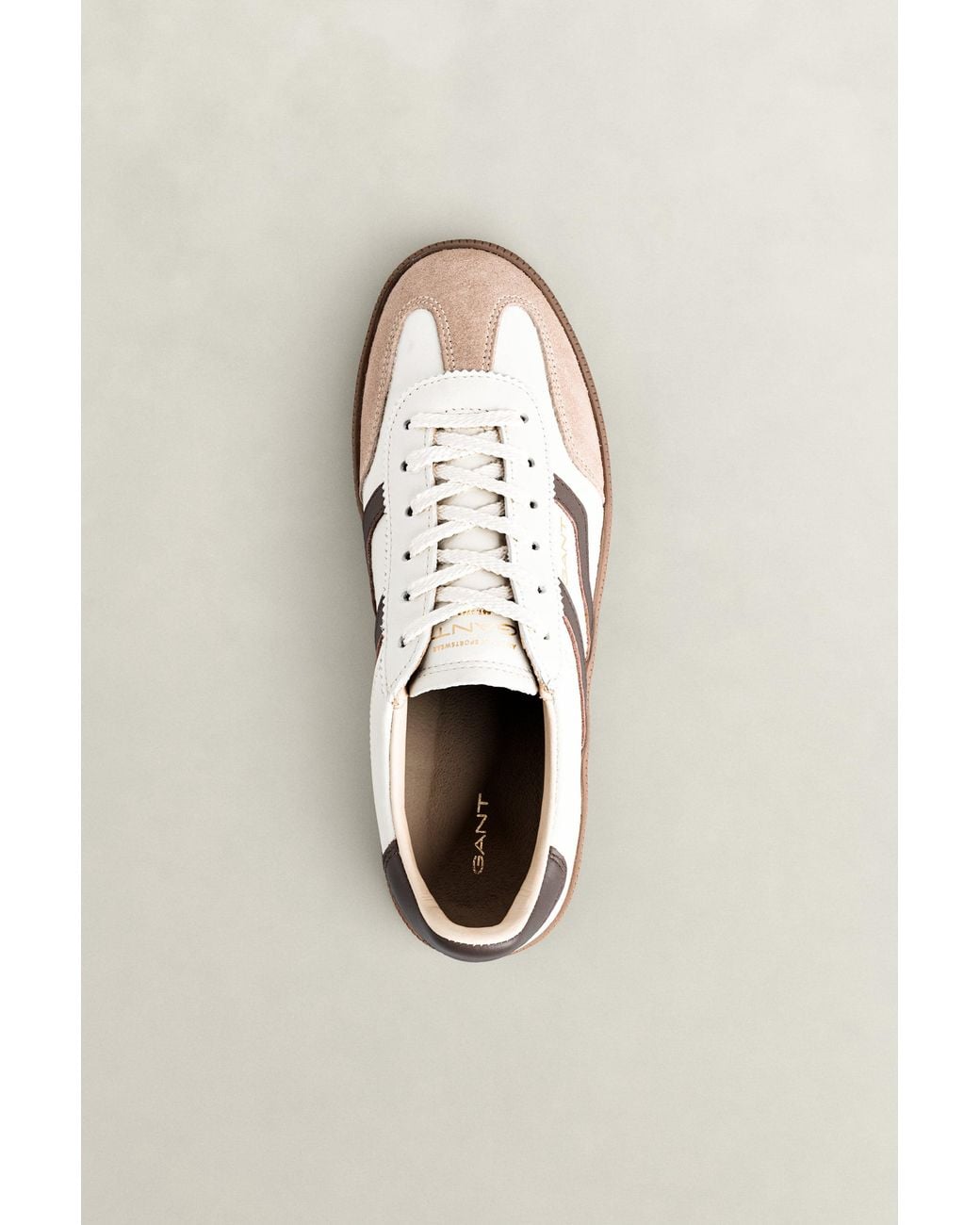Gant White Cuzima Suede Leather Sneakers Eggshell