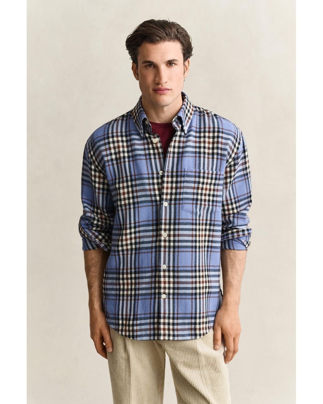 Gant Blue Pinnacle Wool Shirt Clear Sky for men