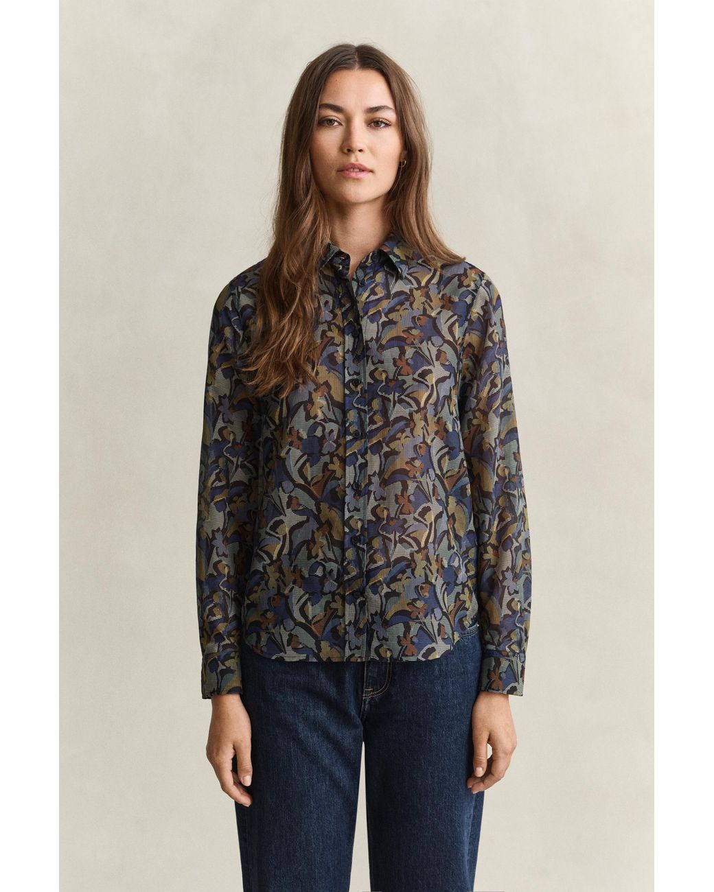 Gant Blue Printed Cotton Silk Shirt Evening