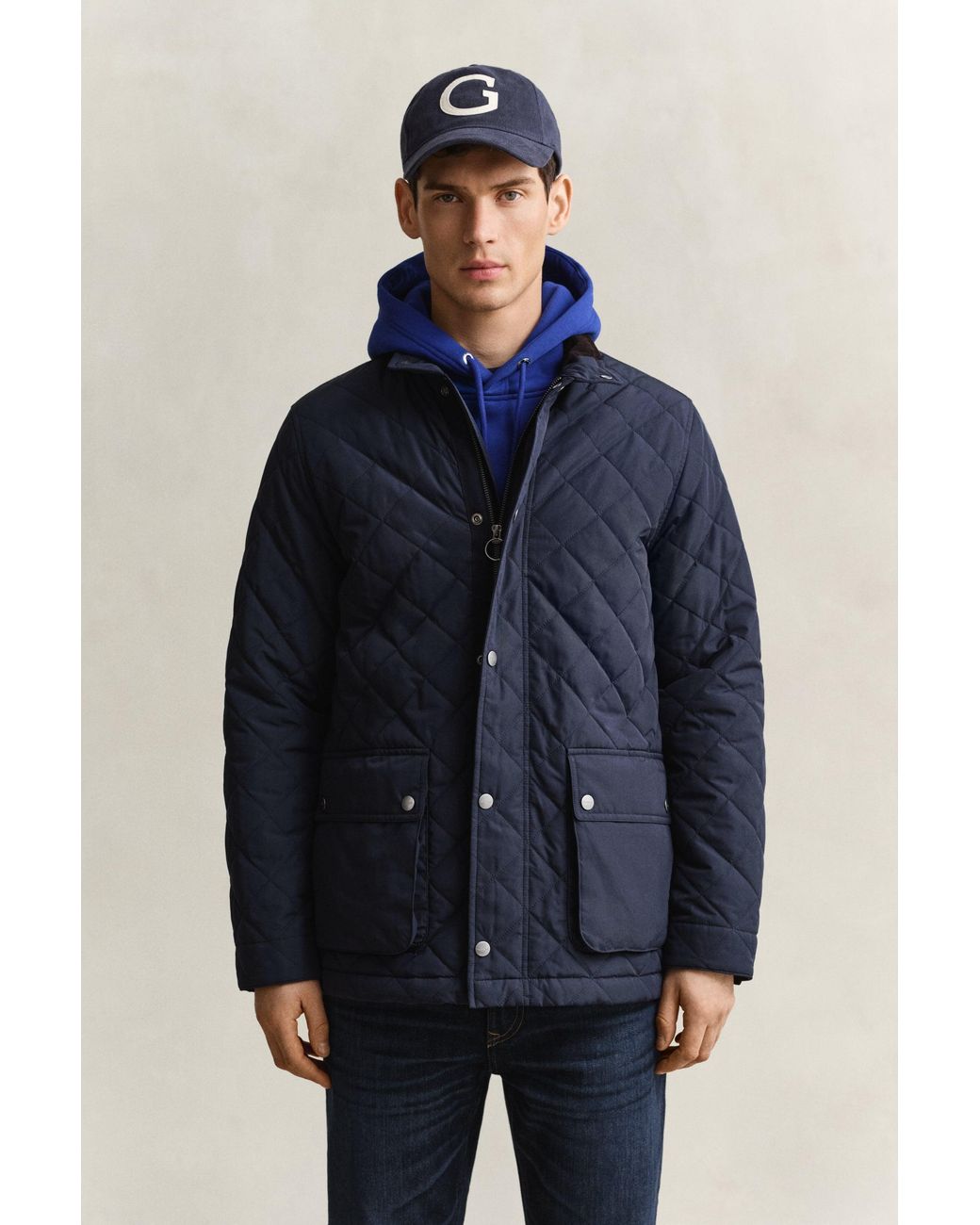 Gant Blue Quilted Mid Jacket Evening for men