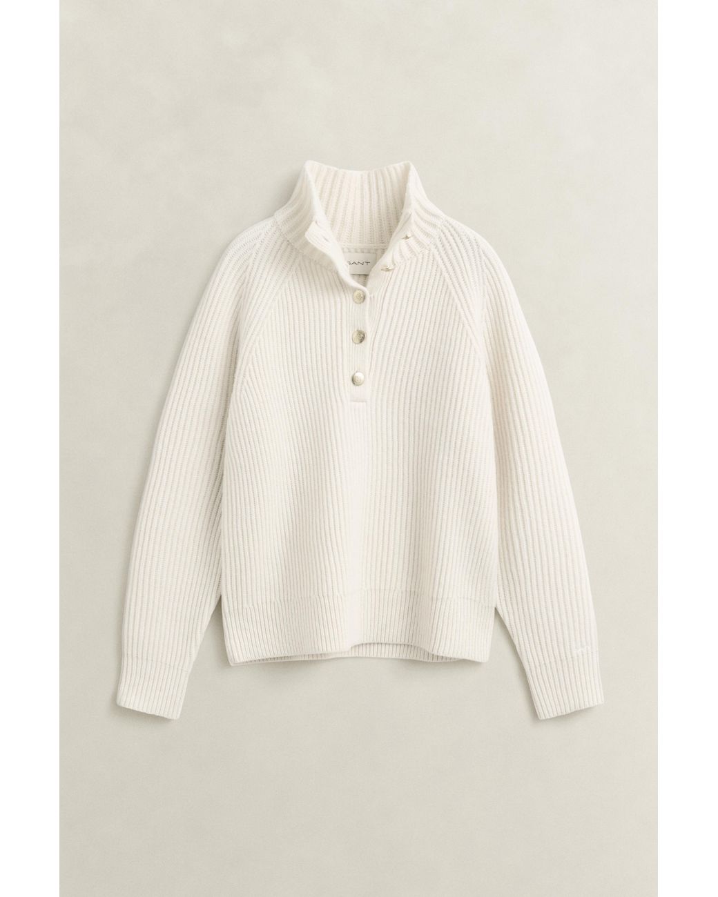 Gant Natural Buttoned Lambswool Sweater Cream