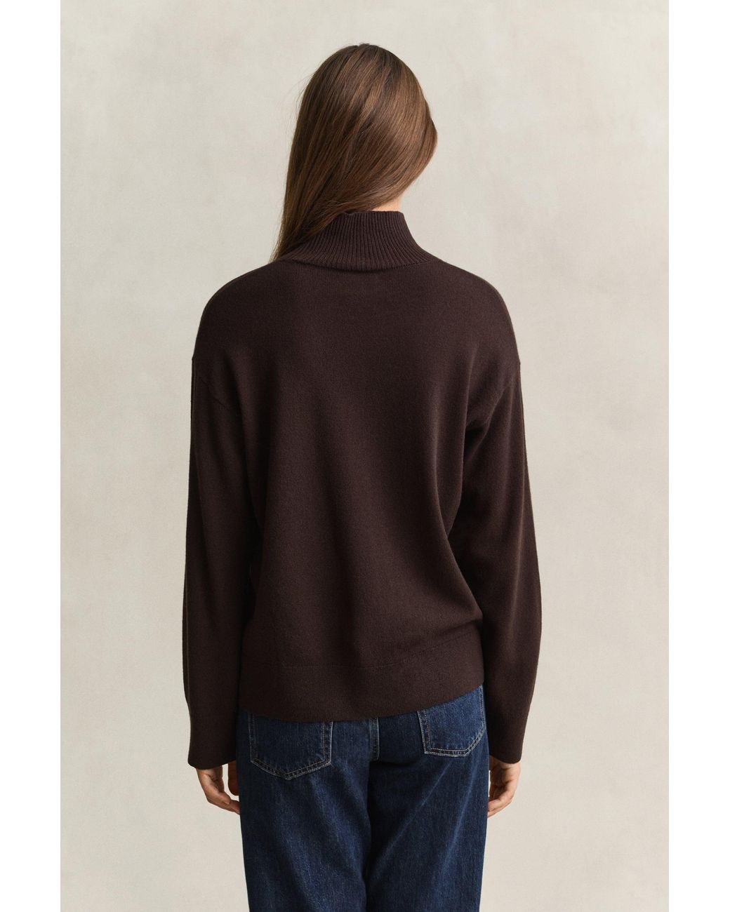 Gant Blue Superfine Lambswool Mock Neck Sweater Deep