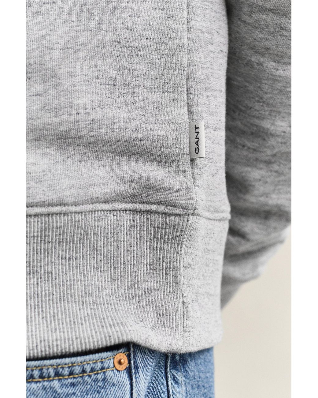 Gant Gray Heather Crew Neck Sweatshirt Melange for men