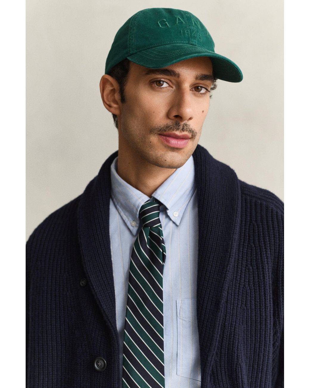 Gant Blue Ribbed Wool Blend Cardigan Evening for men