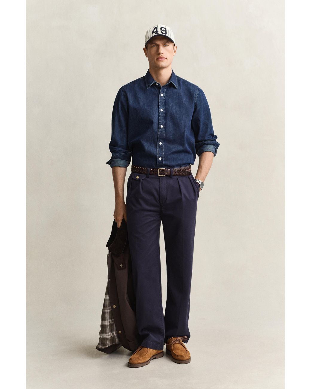 Gant Blue Denim Shirt Dark Worn In for men