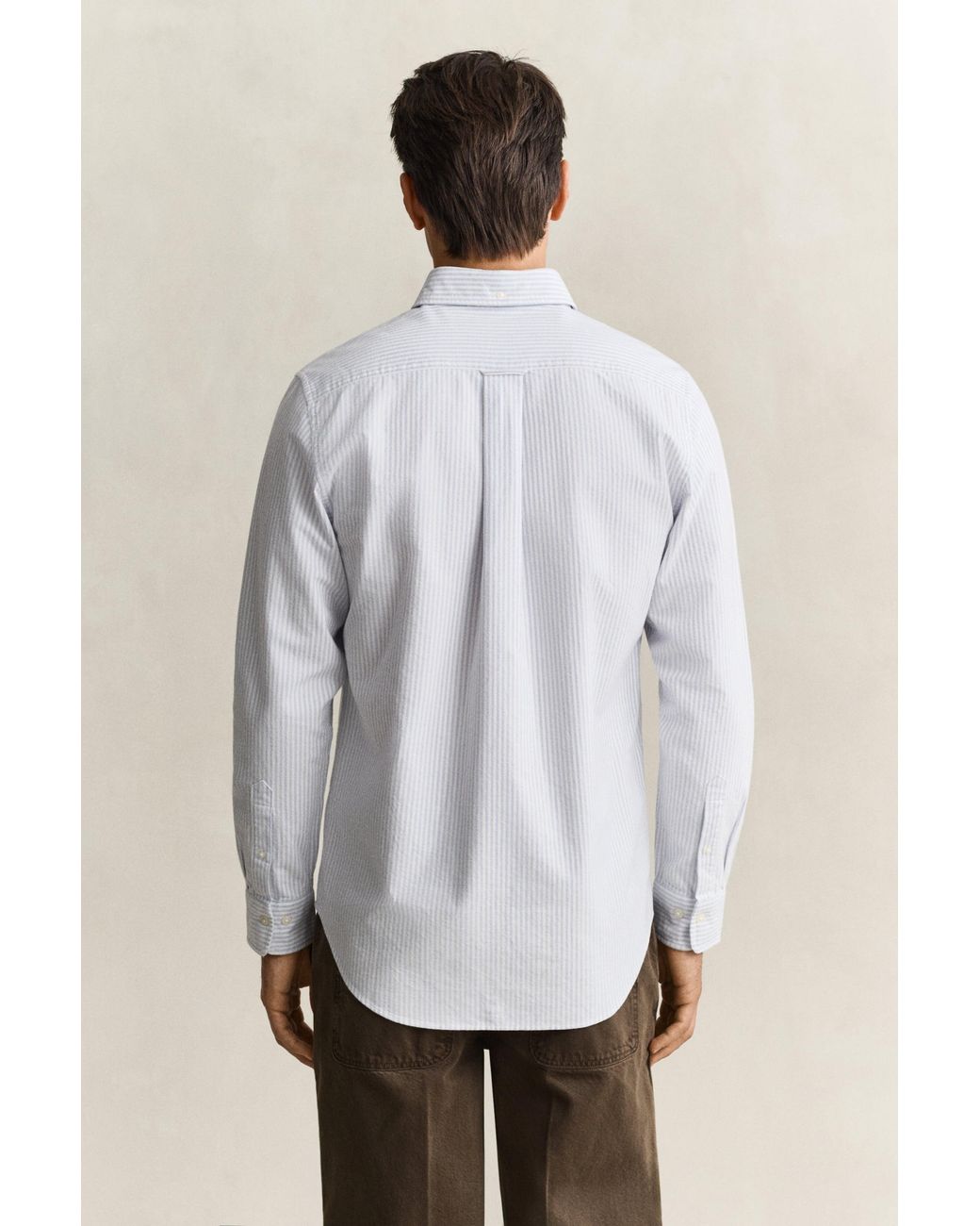 Gant White Striped Brushed Oxford Shirt Clear Sky for men