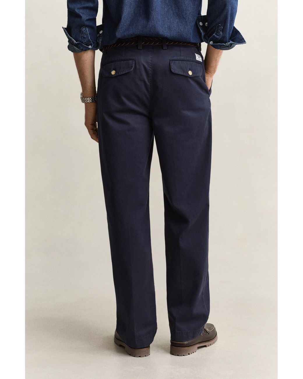 Gant Blue Cotton Twill Chinos Evening for men