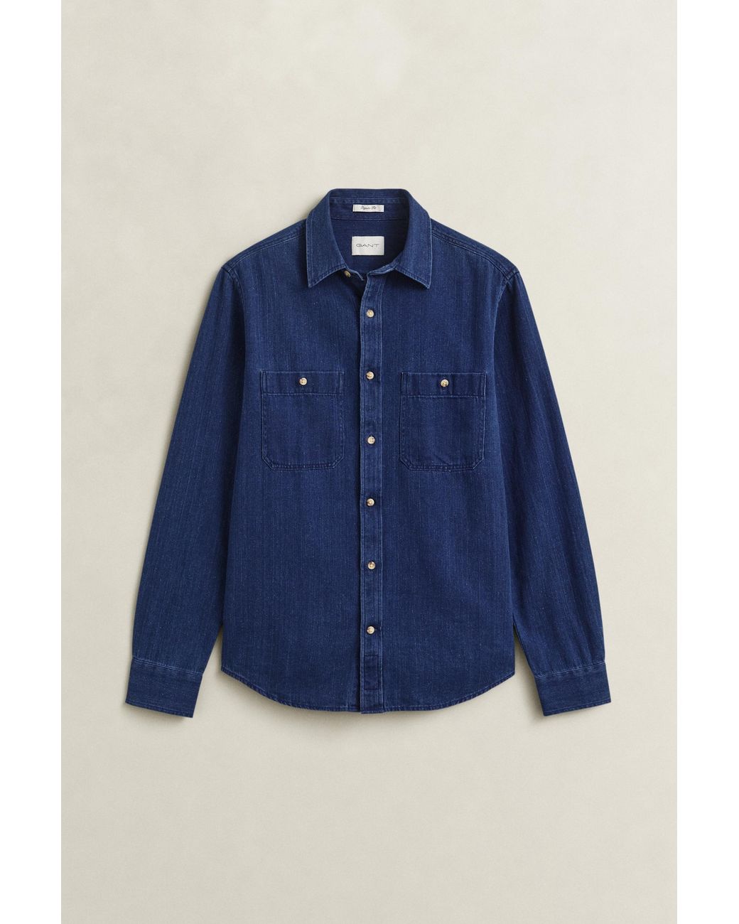Gant Blue Herringbone Shirt Mid for men