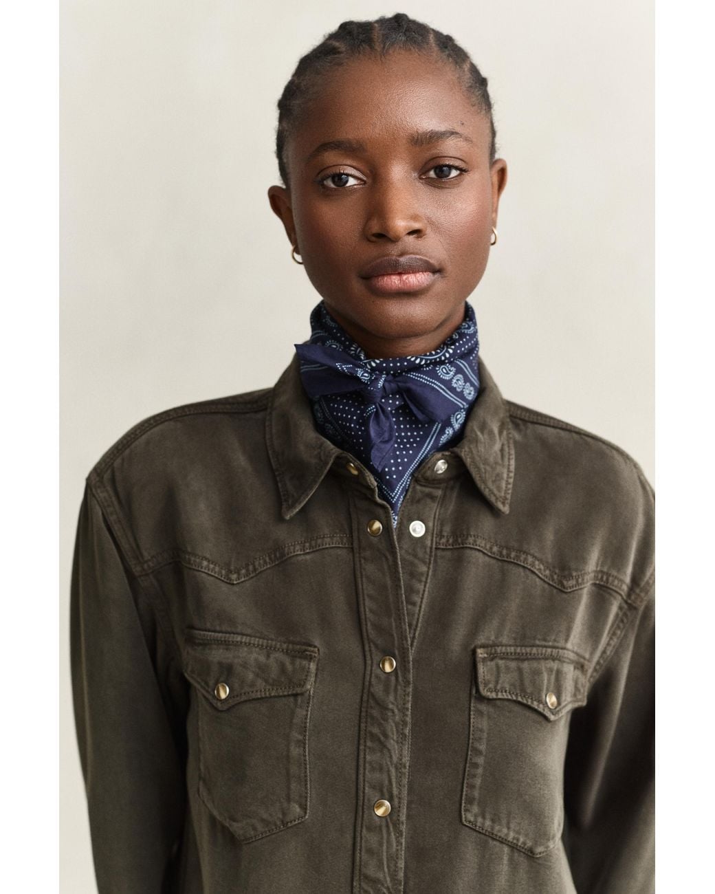 Gant Green Denim Twill Ranger Shirt Dark Moss