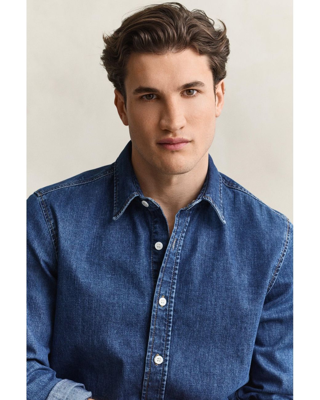 Gant Blue Denim Shirt Mid Worn In for men
