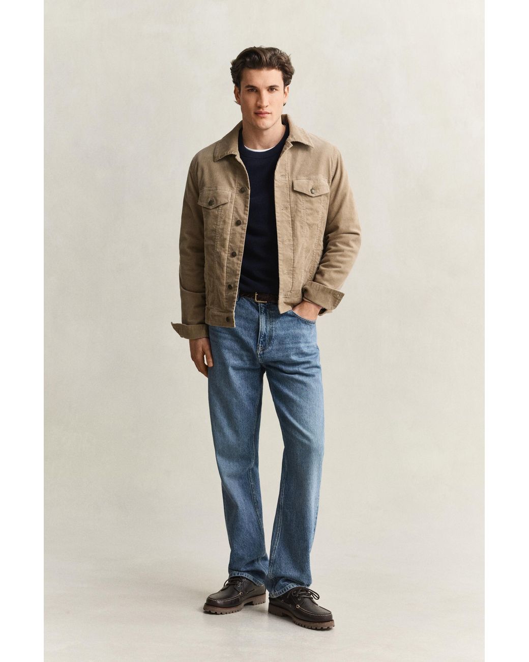 Gant Blue Textured Cotton Crew Neck Sweater Evening for men