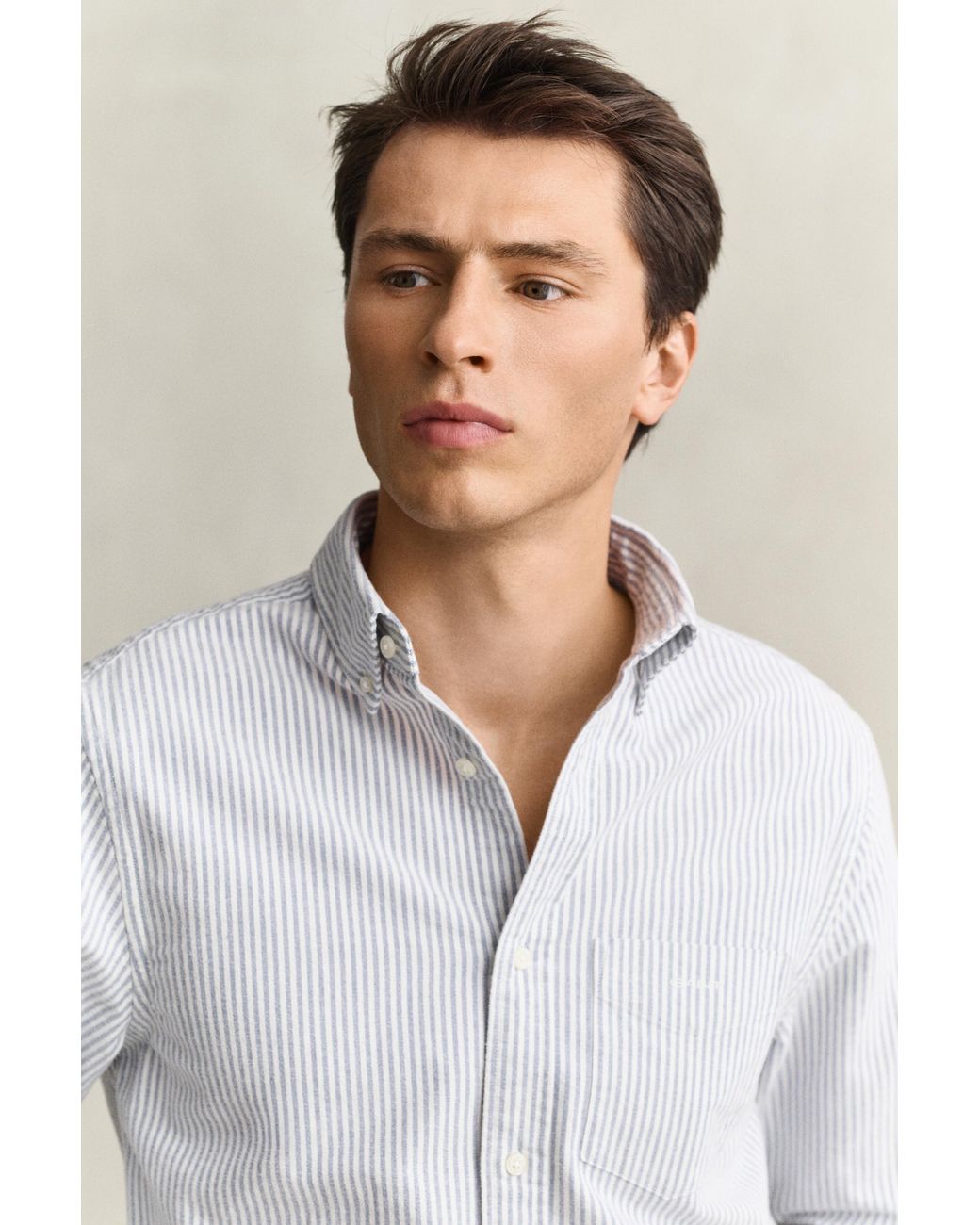 Gant Gray Striped Brushed Oxford Shirt for men