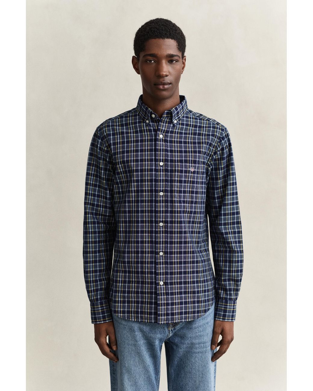 Gant Blue Checked Archive Poplin Shirt for men