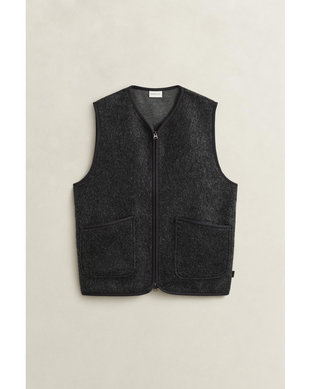 Gant Black Fleece Vest Charcoal Melange for men