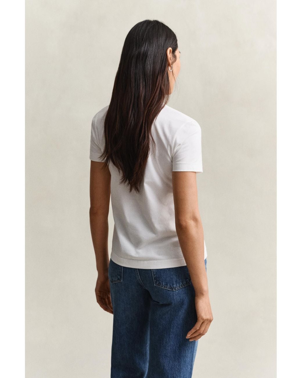 Gant White Shield V-Neck T-Shirt