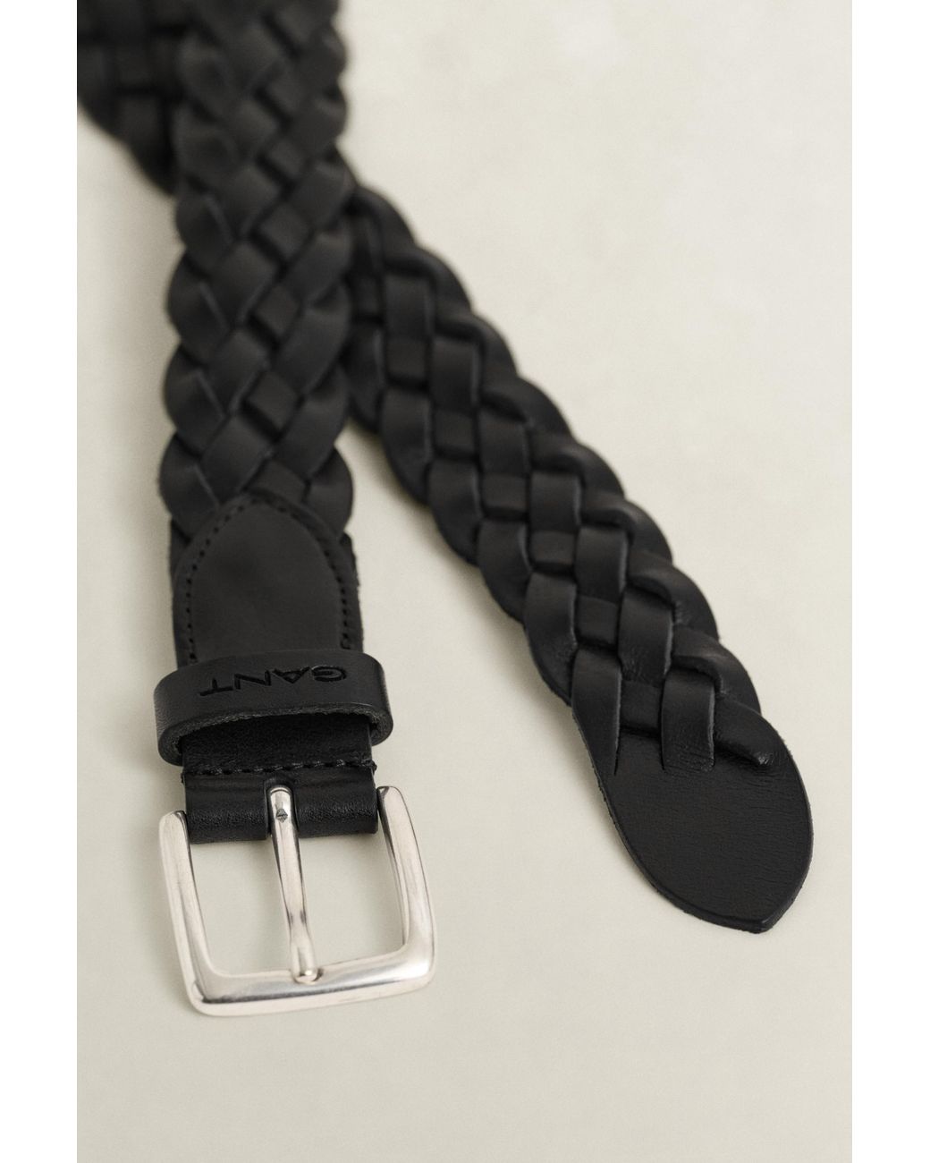 Gant Black Braided Leather Belt for men