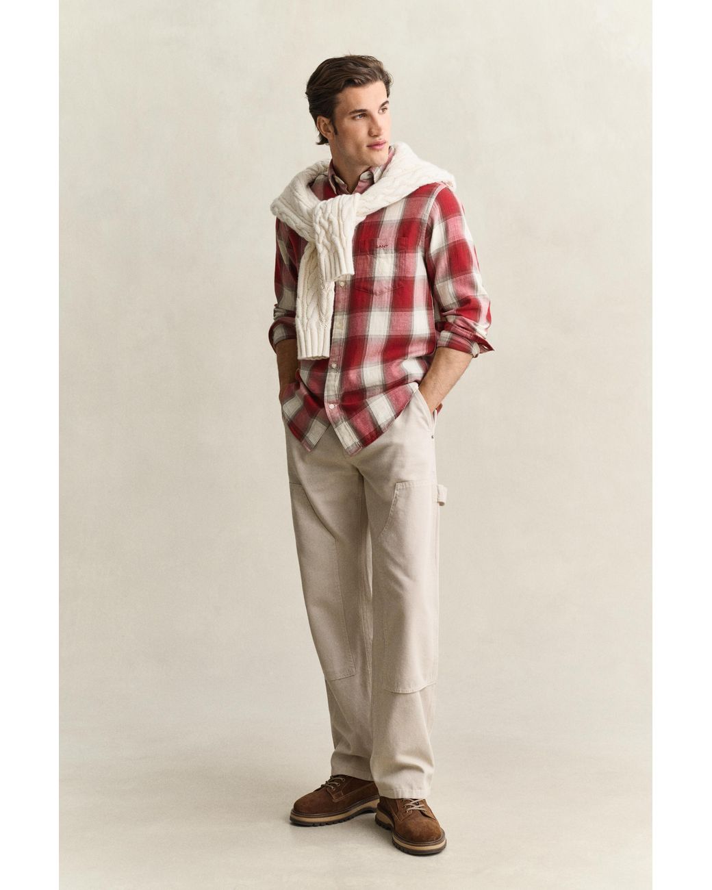 Gant Red Checked Windblown Flannel Shirt for men