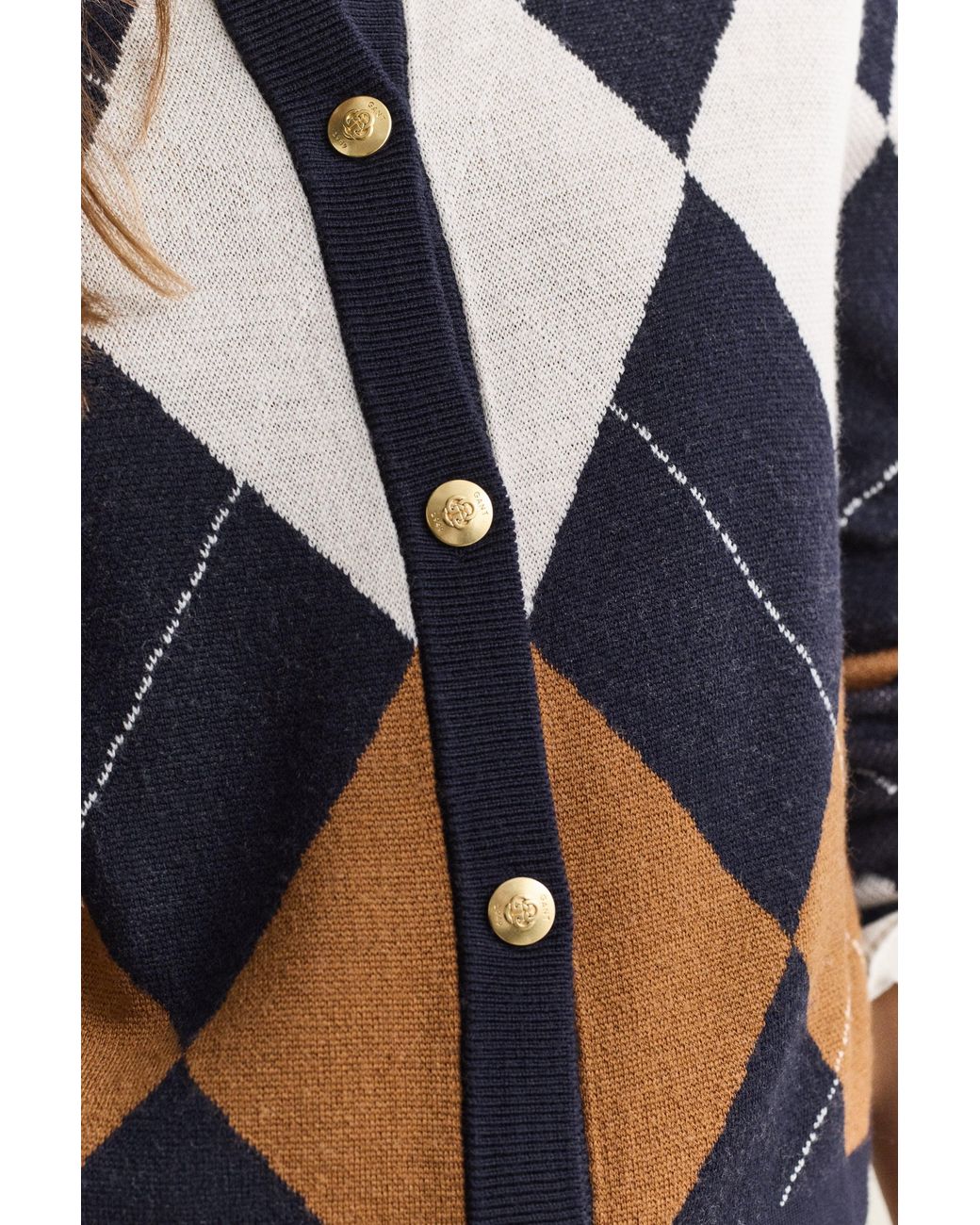 Gant Blue Argyle Cardigan Evening