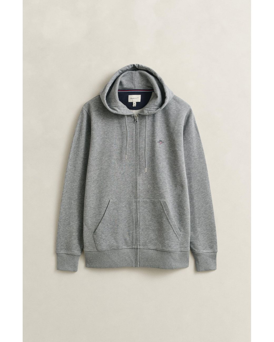 Gant Gray Shield Zip Hoodie Melange for men