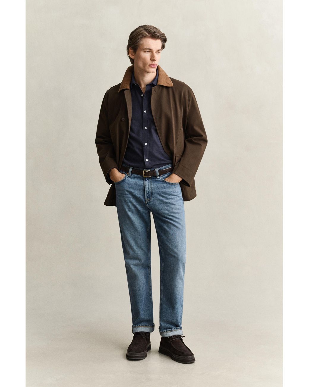 Gant Blue Flannel Mélange Shirt Dark Melange for men